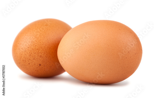 Two brown chicken eggs
