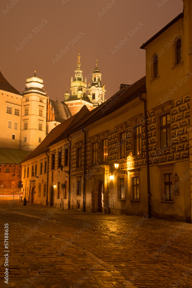 Kanonicza street in Old Town and Wawel castle, Krakow
