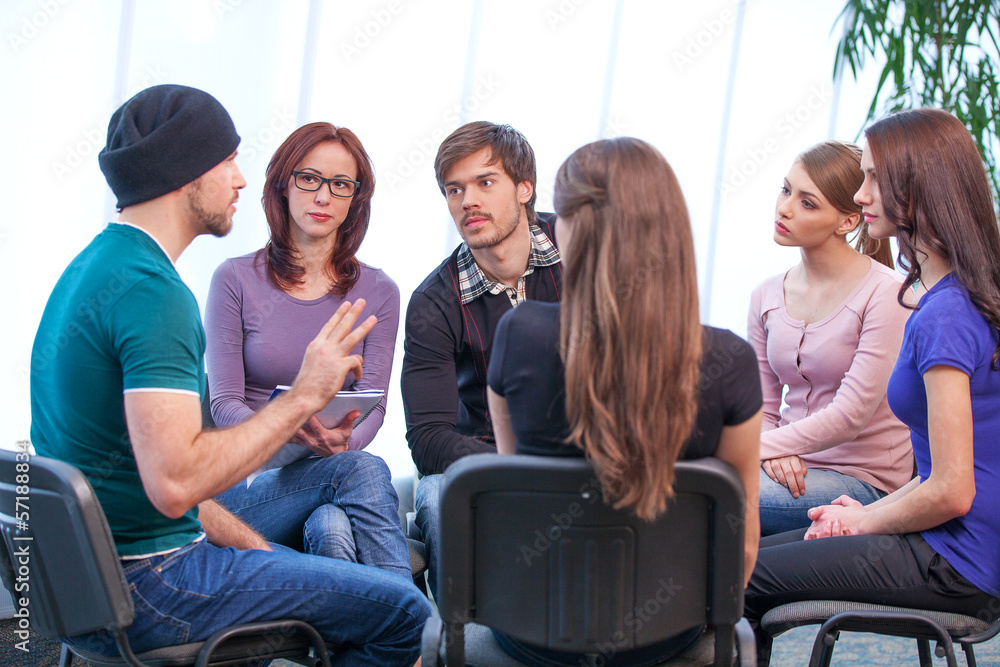 Young man is holding workshop. Young man is holding workshop.