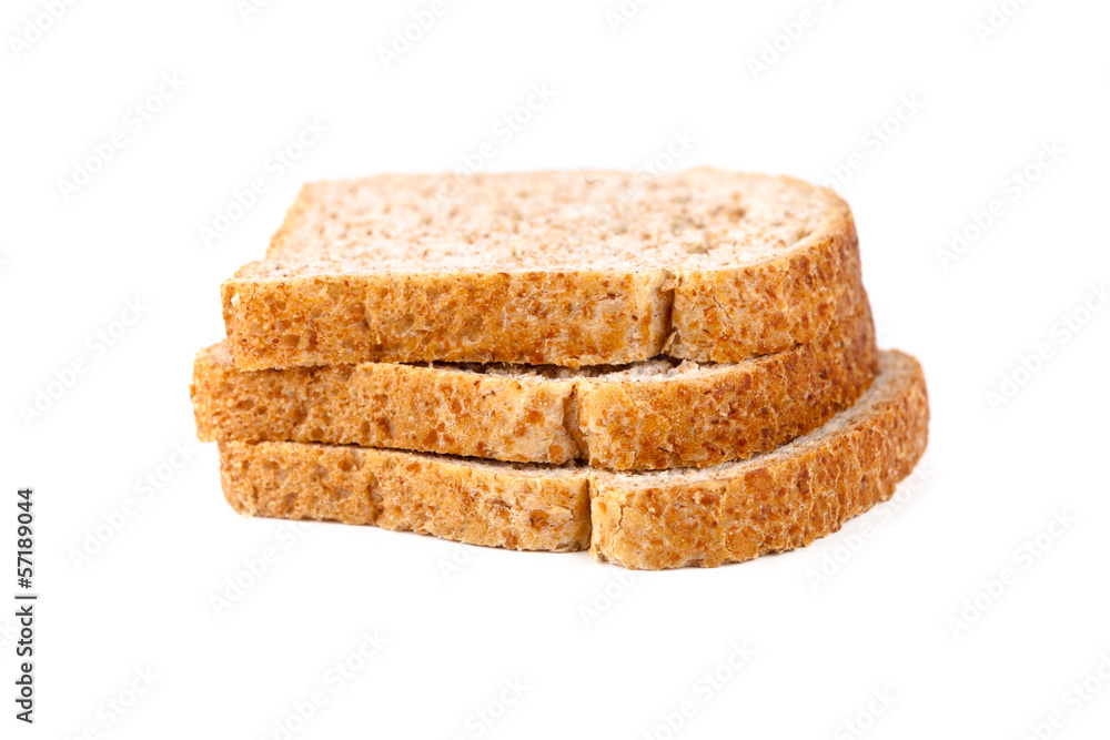 three slices of fresh bread three slices of fresh bread