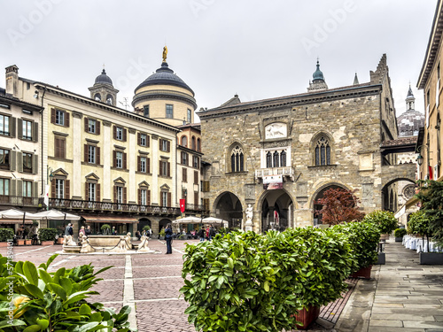 View of Palazzo del Podesta in old town, Bergamo, Italy