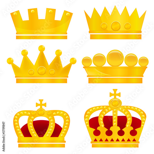 Set of gold crowns on white background #57191847