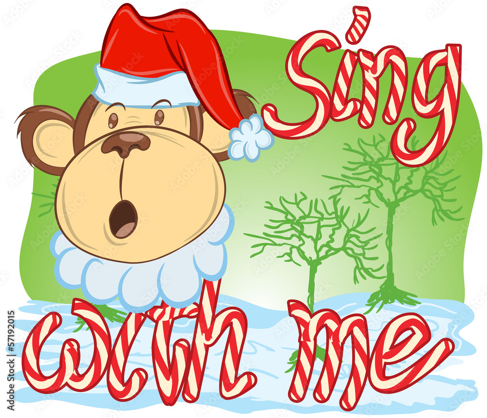 Fototapeta premium Christmas Holiday Monkey Vector Illustration