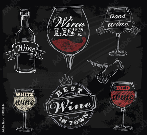 vector chalk wine
