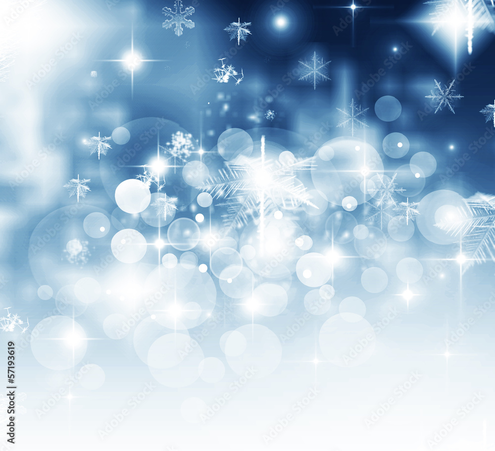 Light abstract Christmas background with white snowflakes