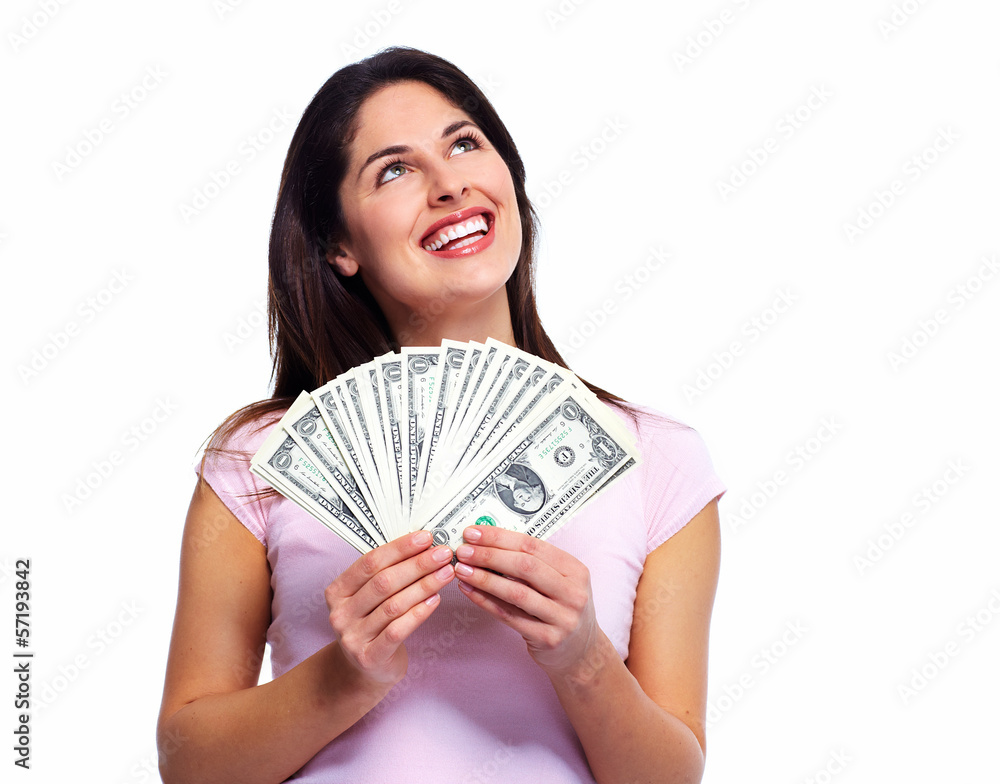 Woman holding money Woman holding money