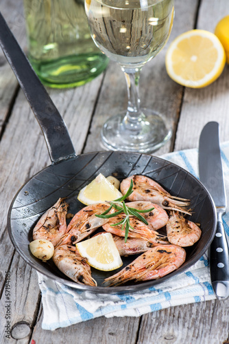 Shrimps in a skillet