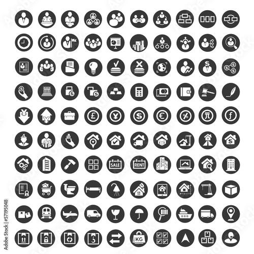 business management buttons, icon set