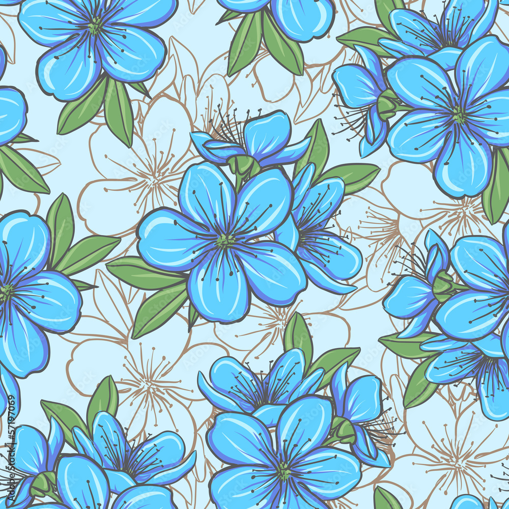 Seamless pattern with blue flowers Seamless pattern with blue flowers