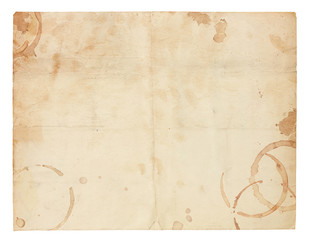 Old Blank Paper with Coffee Ring Stains