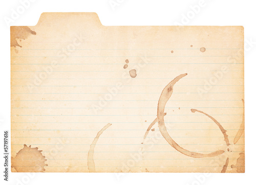 Vintage Tabbed Index Card With Coffee Stains