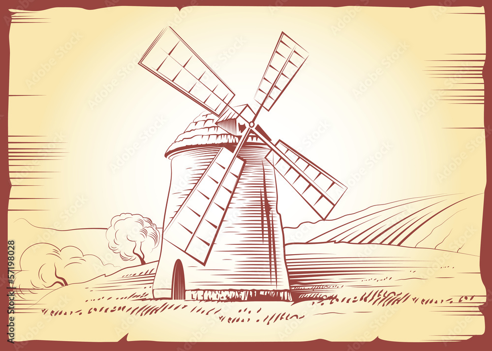 Obraz premium mill on field. For labels, pack
