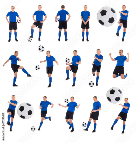 collection of photos - soccer player with a ball in different po