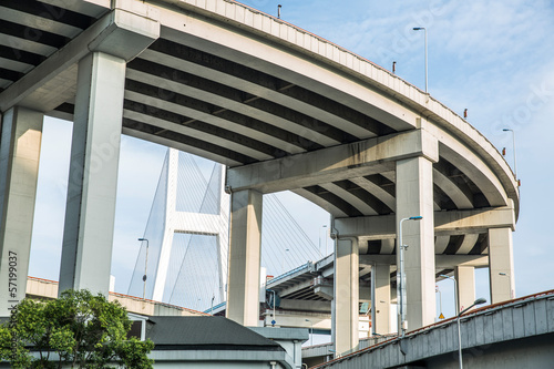 Shanghai urban landscape, Nanpu Bridge Crossing the River photo