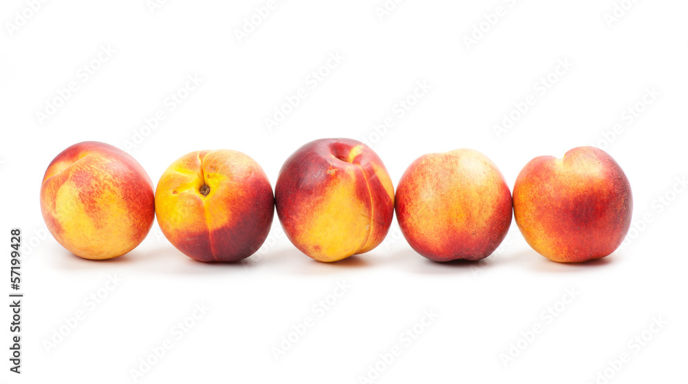 Ripe peaches fruits isolated on white Ripe peaches fruits isolated on white