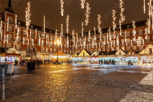 Main square of Madrid illuminated for christmas photo