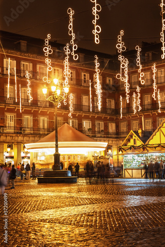 Main square of Madrid illuminated for christmas
