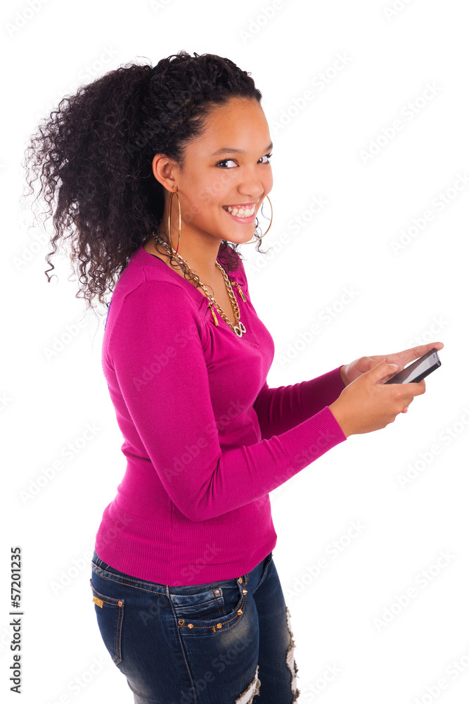 Portrait Of Young Girl african Talking On phone Portrait Of Young Girl african Talking On phone