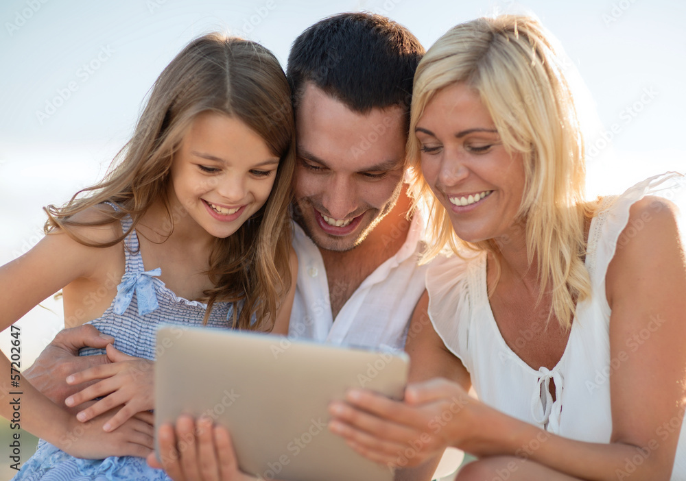 happy family with tablet pc taking picture happy family with tablet pc taking picture