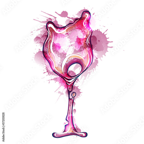 Wine glass made of colou splashes photo