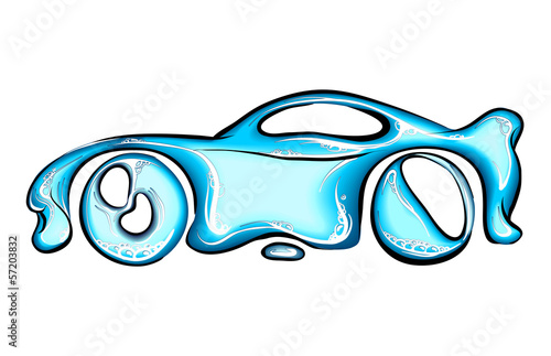 Car made of splashes. Car wash concept.