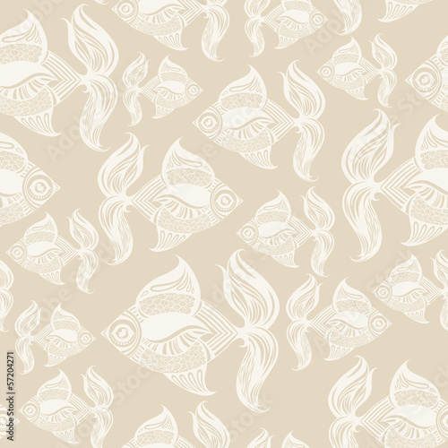 Seamless pattern with monochrome fishes