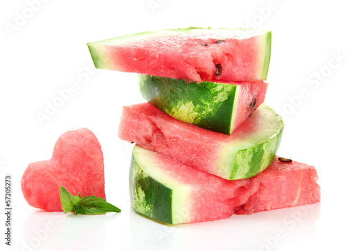 Fresh ripe watermelon isolated on white