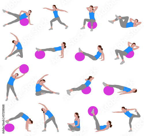 women doing pilates - vector illustration