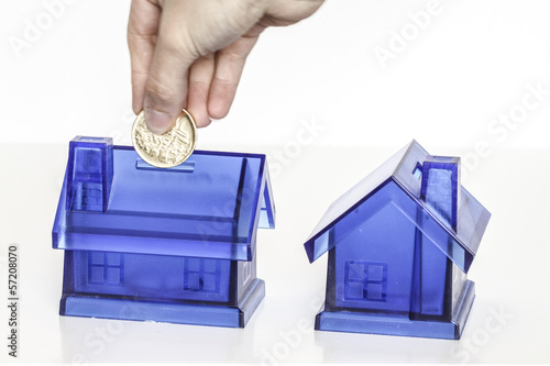 Blue money boxes - house
