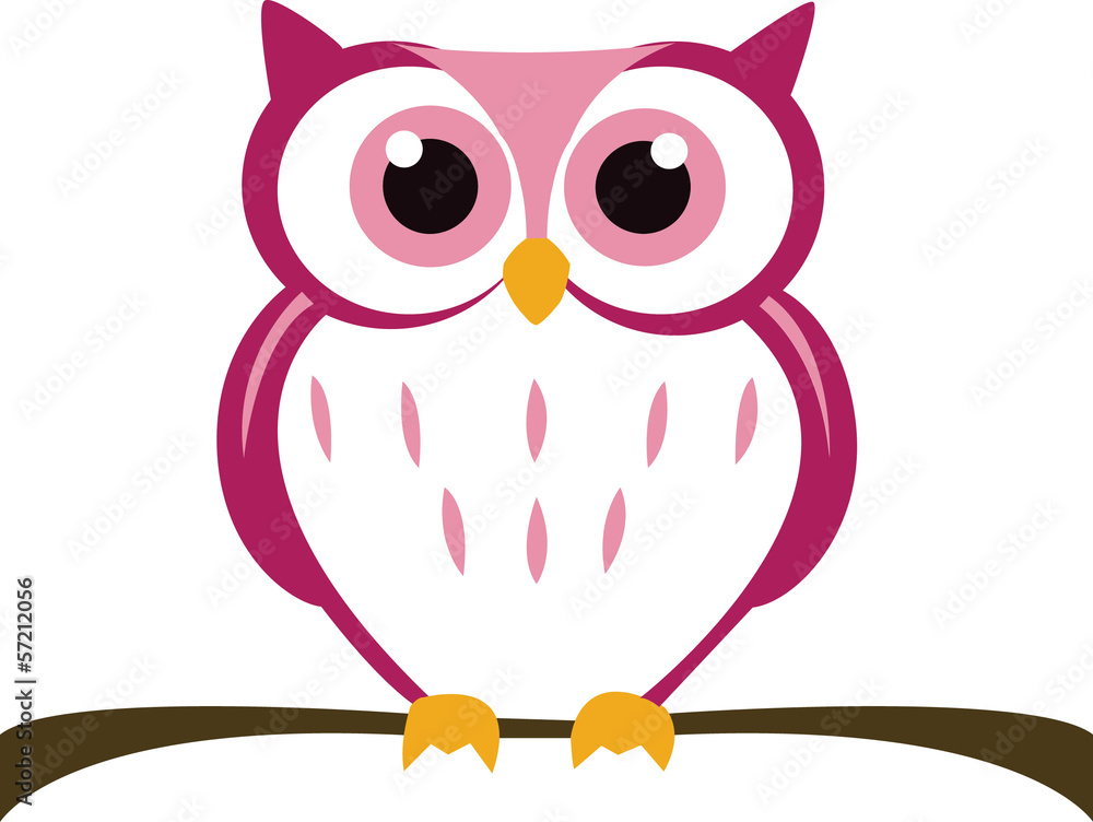 Naklejka premium Różowa Sowa
