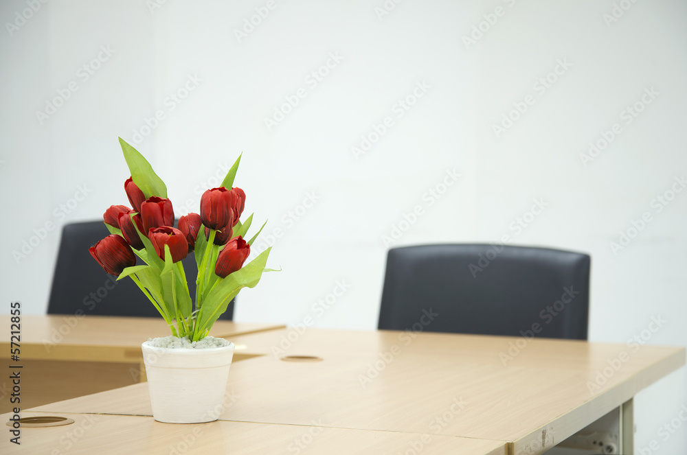 Red flower on Meeting room table