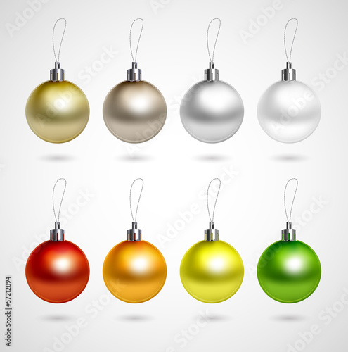 Set of eight evening balls. Gold, silver, bronze symbol.