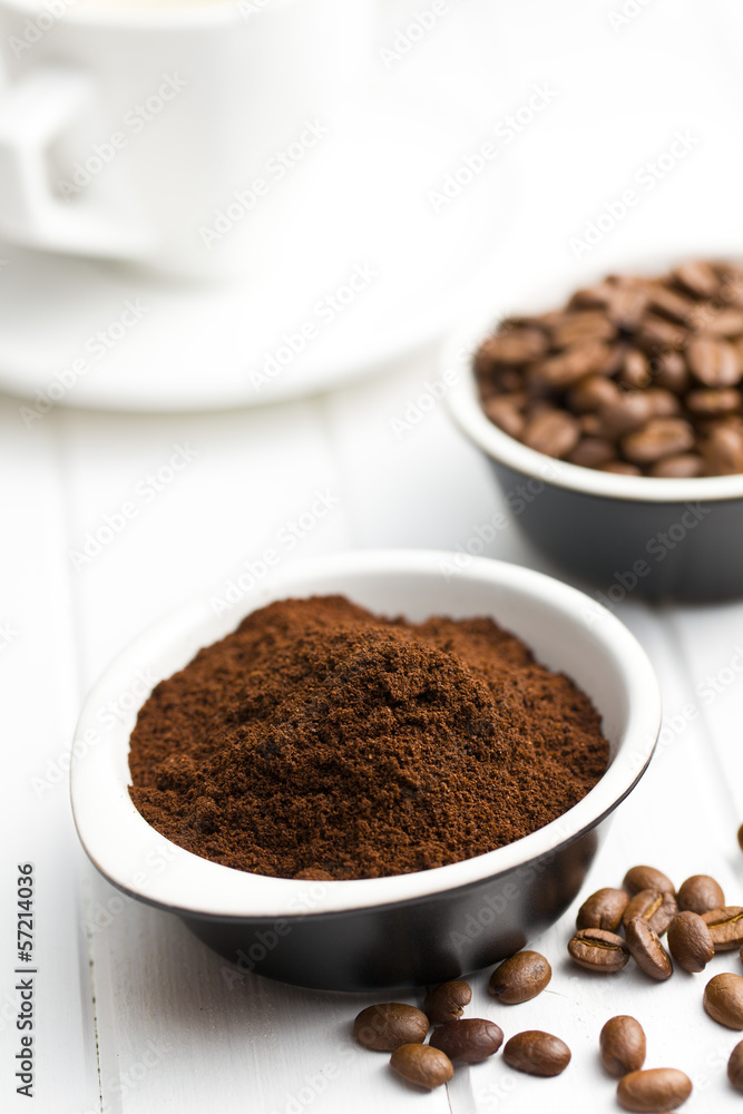 roasted coffee in ceramic bowl roasted coffee in ceramic bowl