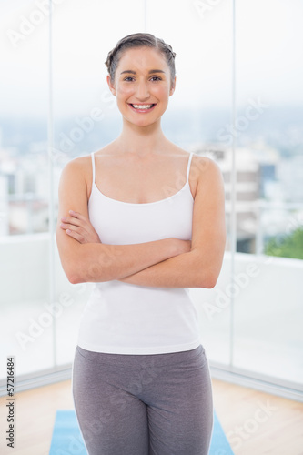 Smiling sporty model posing Free Download Smiling sporty model posing - GFXLoad