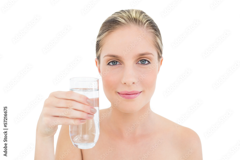 Beautiful fresh blonde woman holding a glass of water Beautiful fresh blonde woman holding a glass of water