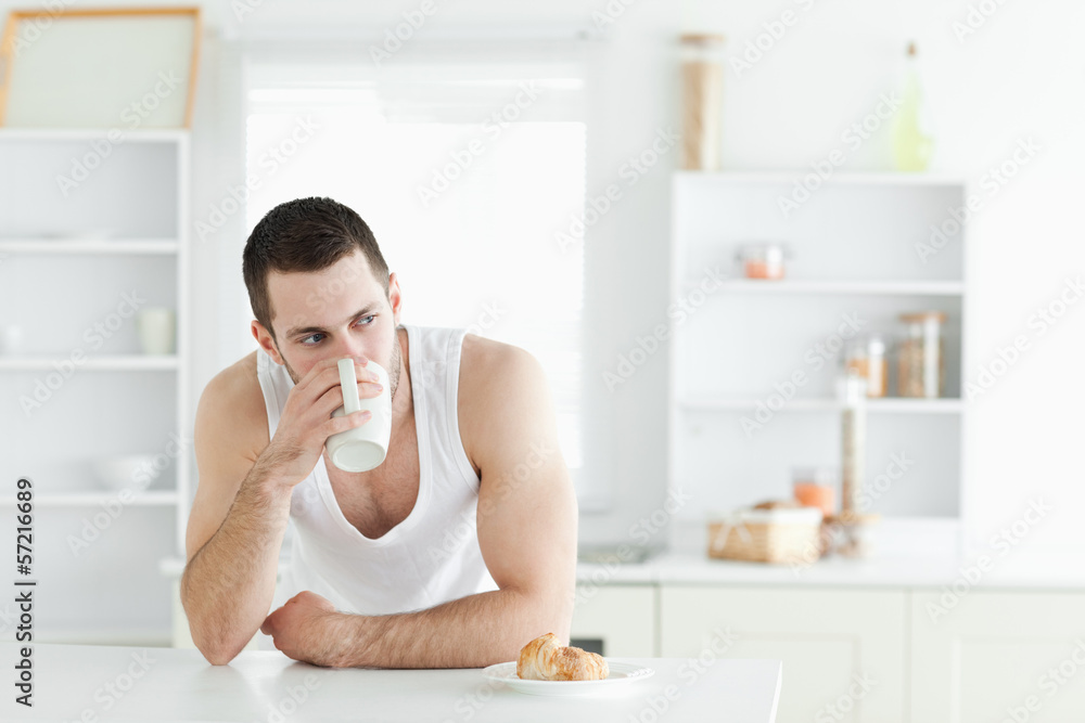 Quiet man having breakfast Quiet man having breakfast