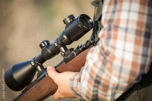 Quadro su tela full hunter hunting rifle