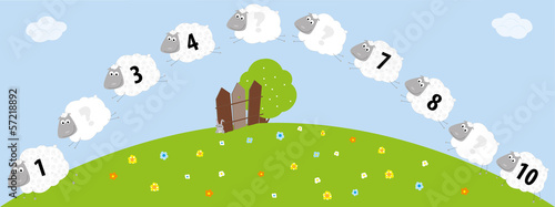 Obraz na płótnie Sheeps with numbers 1-10 for kids w salonie