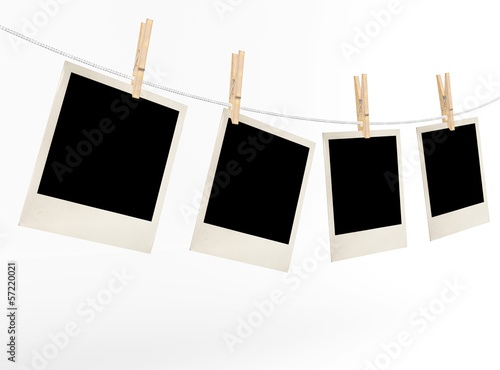 Blank photos on a rope weighing