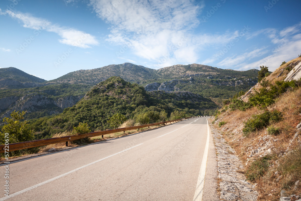 Rural mountain highway perspective in Montenegro Rural mountain highway perspective in Montenegro