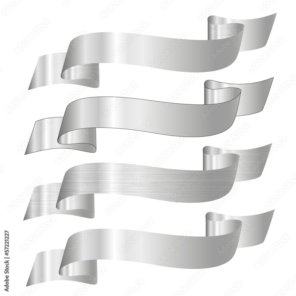 set of silver vector ribbons for your text set of silver vector ribbons for your text