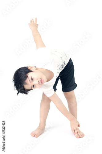 Portrait of Asian cute boy exercise