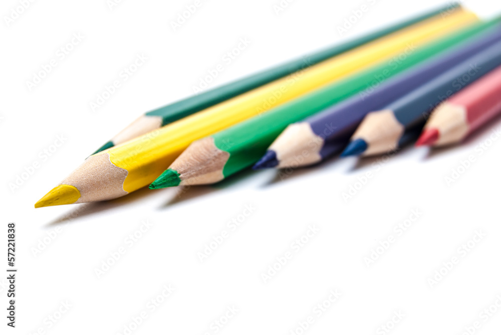 Colorful pencils on white