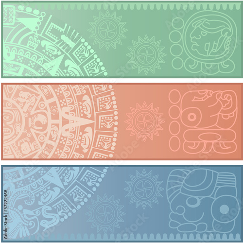 Banners with ancient American ornaments