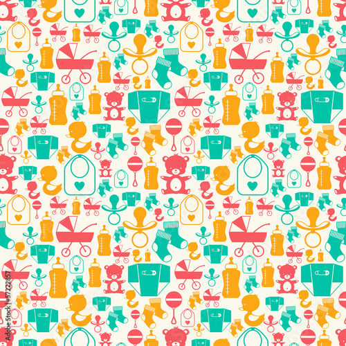 Seamless pattern with newborn baby icons.