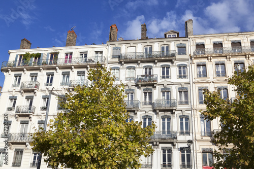 Fassade traditioneller Wohngebäude in Lyon,Frankreich