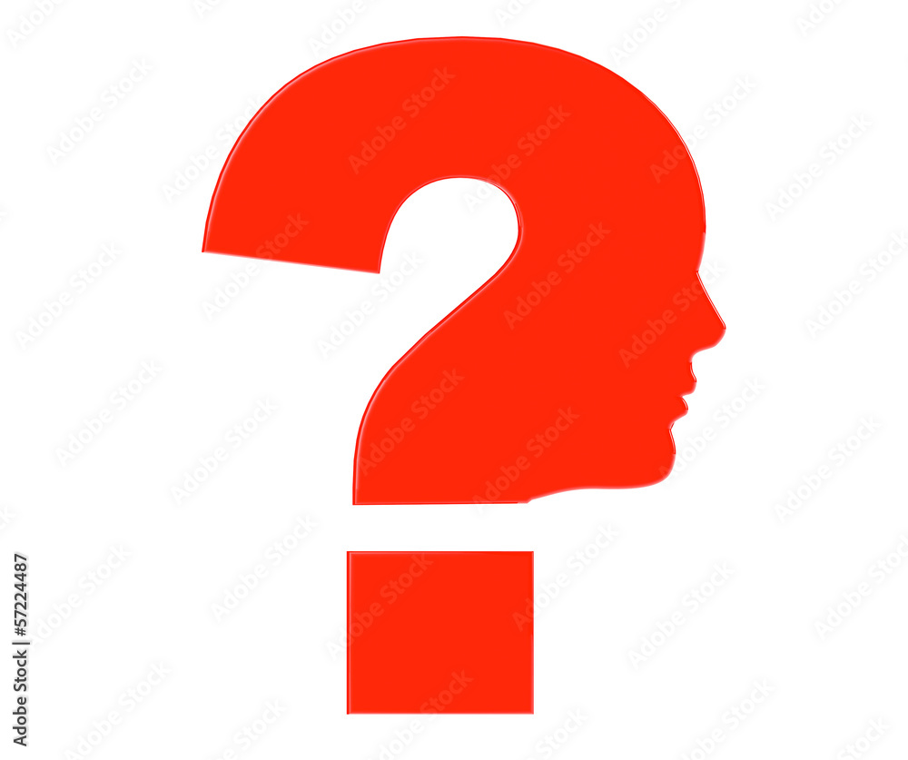 Human head as Red Question mark symbol Human head as Red Question mark symbol