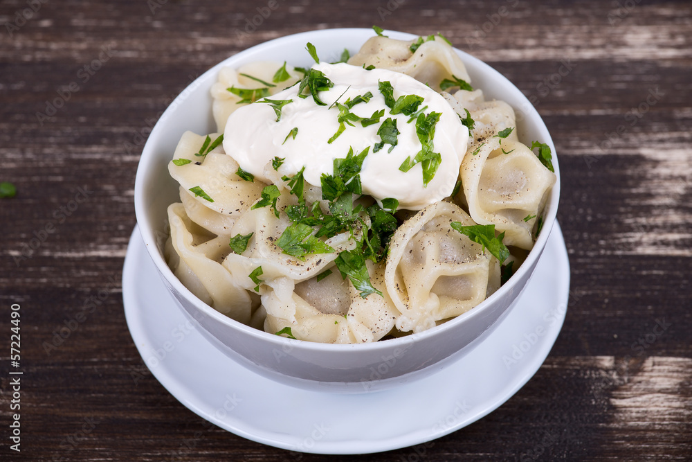 Traditional russian dish - pelmeni Traditional russian dish - pelmeni