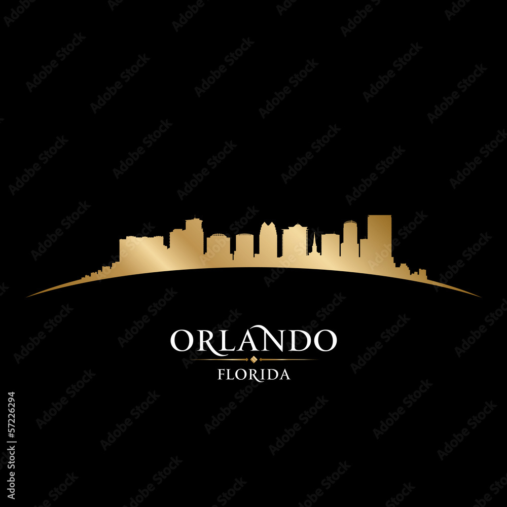 Orlando Florida city silhouette black background