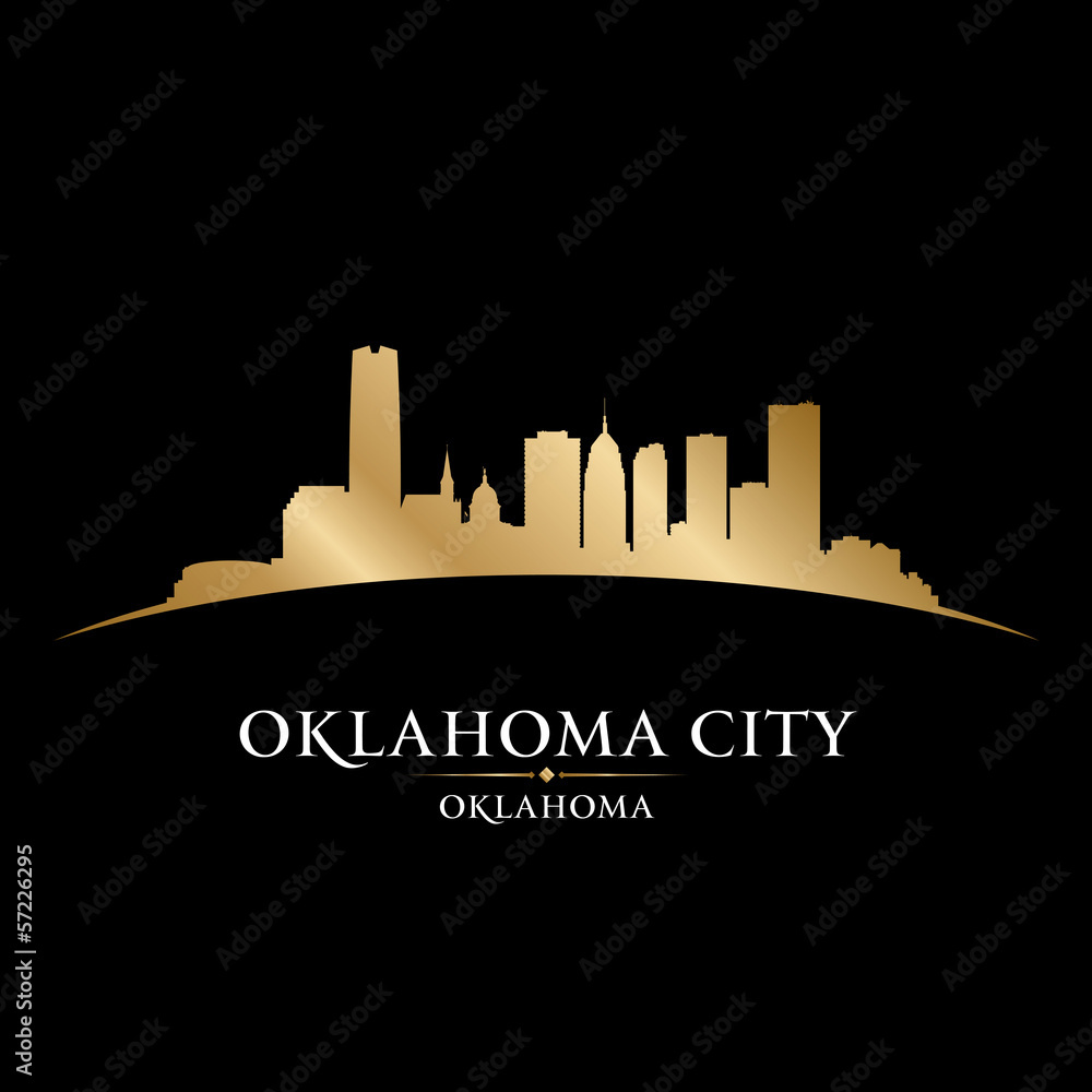 Oklahoma city silhouette black background